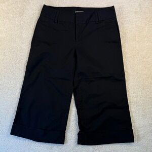 VTG Y2K Banana Republic Stretch Cropped Wide Leg Cuff Pants Size 8 Black Career